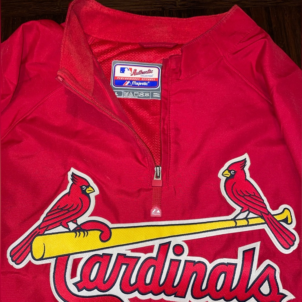 Majestic brand St. Louis Cardinals 1/4 zip, lightweight pullover. Size L large.